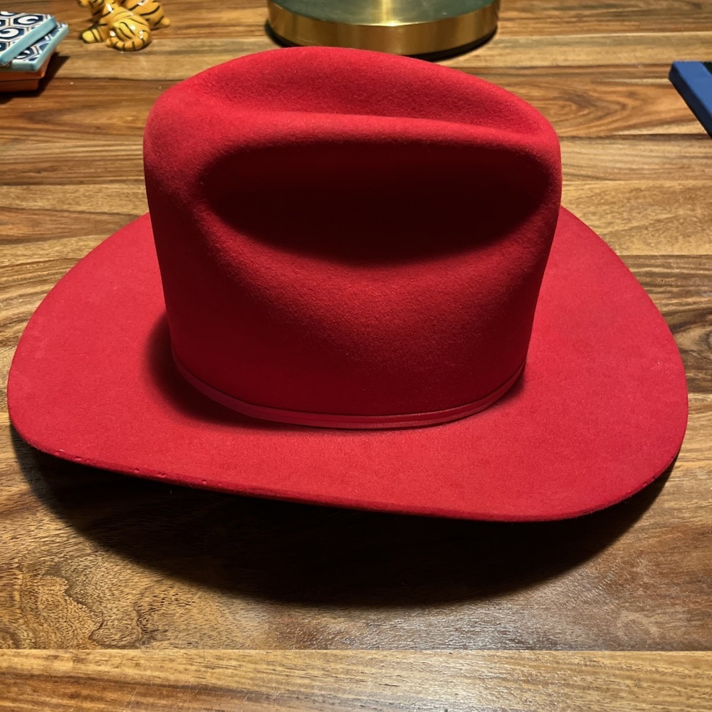 Vintage Resistol 5X Beaver Cowboy Hat Flame Red 6 7/8 Western W810 H1 3.5" Brim